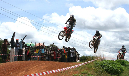 bikers BIKERS showcasing their talents during a motorcross tournament in Kitwe