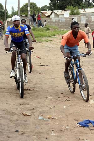 cyclists Cyclists outdoing each other in Mutendere township
