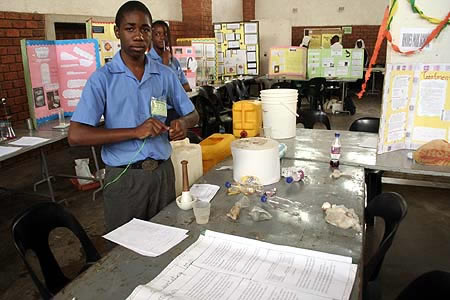 pupilsciencefair A PUPIL showcases a science project during a fair at Licef school in Lusaka