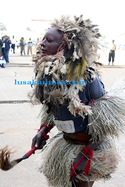 A nyau dancer during the Lusaka district agricultural and commercial show