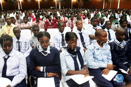Some Lusaka based pupils captured curing the national youth symposium in Lusaka