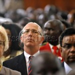 US Ambassador to Zambia Mark Storrela follows proceedings during the post elections thank giving prayers