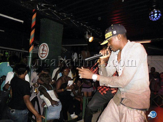 Pjay and his crew in action at Club Zone night club in Lusaka.