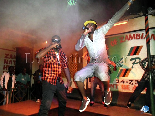 Pjay and his crew in action at Club Zone night club in Lusaka