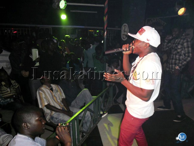 Ruffkid entertaining night patrons at Club Zone in Matero township.