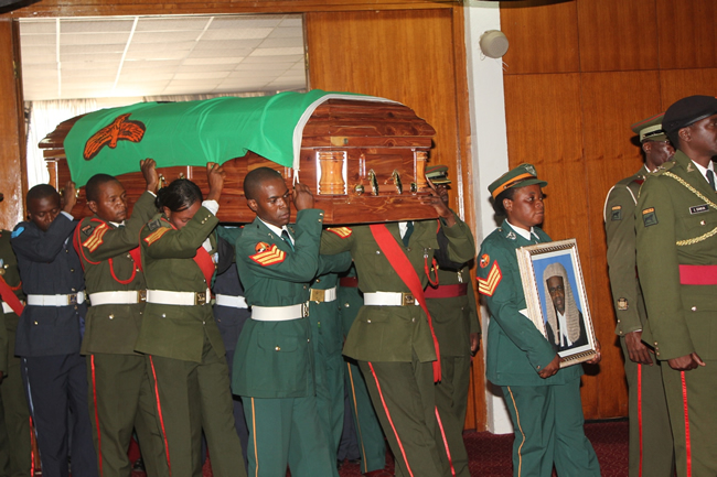 Pall bearers enter Mulungushi Conference centre