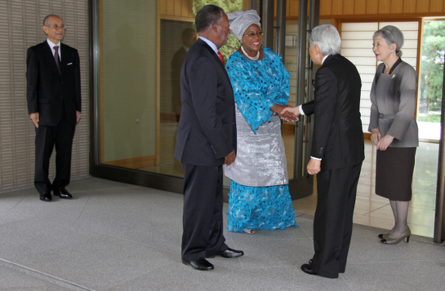 President Micheal Sata with the first lady Dr christine Kaseba having an Audience with Emperor Akihito and the Emperess of Japan at the Imperial residennce in Tokyo President Micheal Sata with the first lady Dr christine Kaseba having an Audience with Emperor Akihito and the Emperess of Japan at the Imperial residennce in Tokyo