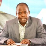 MMD National Youth Secretary Tobias Kafumukache addresses journalists at the party secretariat in Lusaka