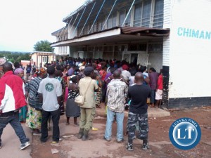People in a queue for mealie meal in Chililabombwe this week