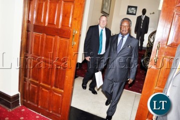 File:President Sata with Vice-President Dr Guy Scott on arrival for the closed door meeting with Chiefs from Muchinga Province at State House on March 25,2013 -Picture by THOMAS NSAMA