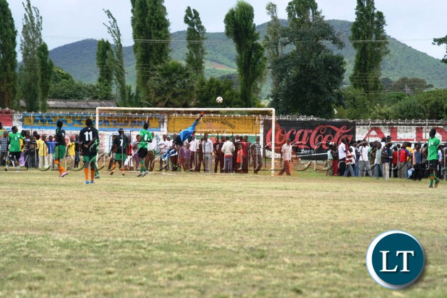 KAMZECHE Lupiya, parries the ball away during a FAZ talent identification match at David Kaunda Stadium in Chipata