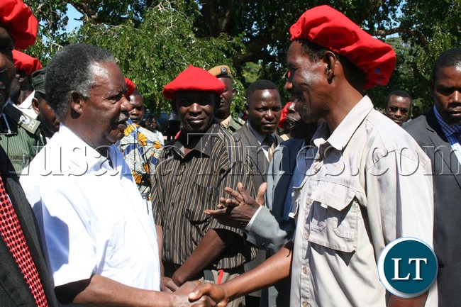 President Michael Sata being welcomed by Baroste Royal Establishment BRE Induna’s when he arrived at Limulunga Palace