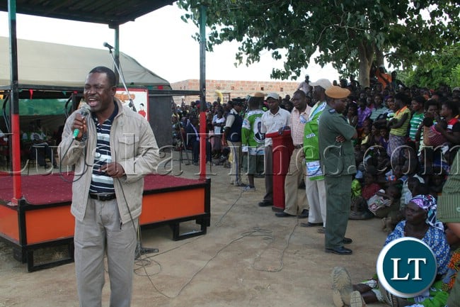 Wynter Kabimba address a rally in Kapiri Mposhi over the weekend