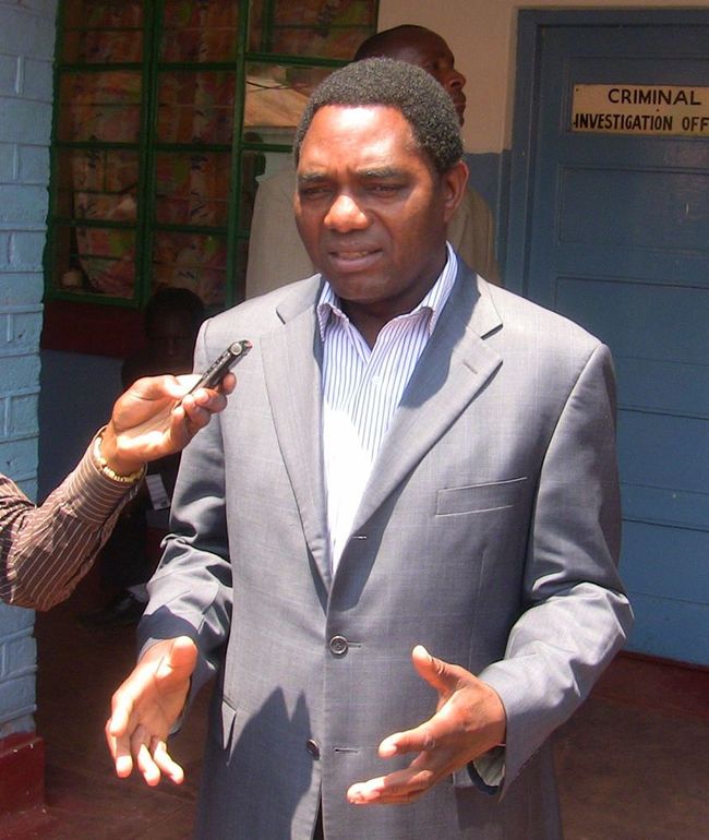 UNITED Party for National Development (UPND) President Hakainde Hichilema at Kasama POlice Station when he and his entourage intended to pay a courtesy-call on Paramount Chief Chitimukulu in Kasama(Picture coutesy ZANIS)