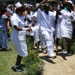 Graduates dancing in Mpika during the 8th combined
graduation ceremony for Chilonga and Kasama Schools of Nursing and
Midwives which was held at Chilonga Mission School of Nursing.A total
of 94 nurses graduated.