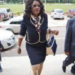 Tourism and Arts Minister Sylvia Masebo arrives at the Supreme Court
buildings in Lusaka yesterday to attend sittings of a tribunal that
has been appointed to investigate her