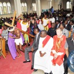 President Sata with First Republican President Dr Kenneth Kaunda and Former President Dr Kenneth Kaunda during the procession of the way of the Cross at St Ignatius Parish yesterday -Picture by THOMAS NSAMA