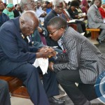 FILE: First Republican President Kenneth Kaunda n Party leader Cosmo Mumba
at Cathedral of the Holy Cross in Lusaka