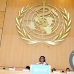 First Lady Dr Christine Kaseba addresses the World Health Assembly at UN Building in Geneva, Switzerland on May 20,2014 -Picture by THOMAS NSAMA