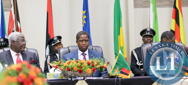 Zambian President Mr Edgar Lungu with Dr Ernest Bai Koroma President of the Republic of Sierra Leone and Nambian President Hage Geingob at the Dr David Livingstone Safari in Livingstone The Summit of the African Union Committee of Ten Heads of State on the Reform of the Security Council on Saturday 10th May2015 . Pictures By EDDIE MWANALEZA/STATEHOUSE.