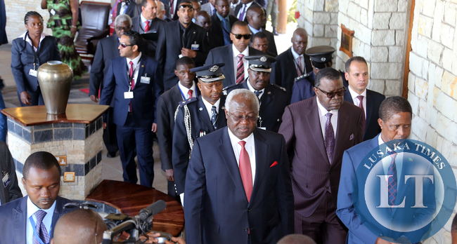 Zambian President Mr Edgar Lungu with Dr Ernest Bai Koroma President of the Republic of Sierra Leone and Nambian President Hage Geingob at the Dr David Livingstone Safari in Livingstone The Summit of the African Union Committee of Ten Heads of State on the Reform of the Security Council on Saturday 10th May2015 . Pictures By EDDIE MWANALEZA/STATEHOUSE.