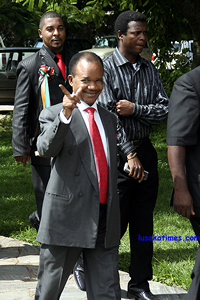 chiluba3 Dr Chiluba arrives for prayers to commemorate the 17th anniversary of Zambia's declaration as a Christian nation at the Cathedral of the Holy Cross in Lusaka