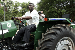 libyandonation AGRICULTURE minister Brian Chituwo driving one of the tractors donated by the Libyan government