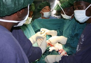 Surgeons performing an operation 