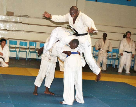 JUDOKAS in action at the central sports club in Lusaka