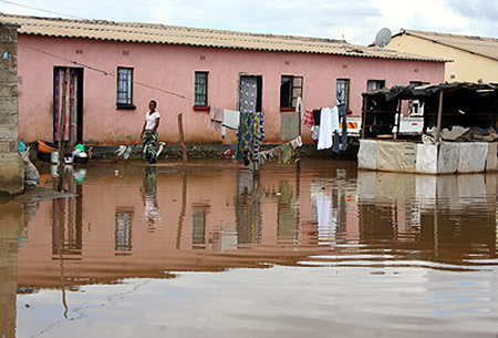 One of the houses surrounded by water in Lusaka's Kanyama twonship. This was after heavy rains that besieged Lusaka recently