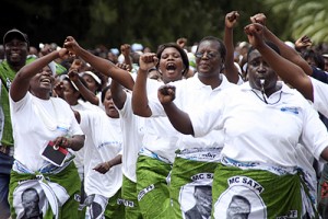 PF women matching during the international women's day in Lusaka