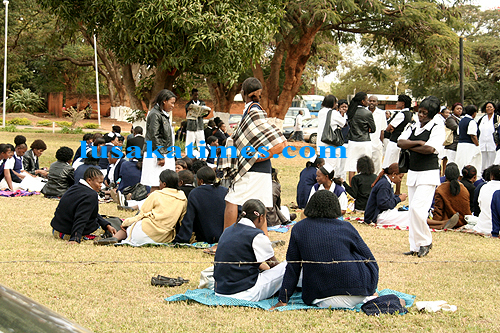 Bereaved families stranded outside the Brought In Dead block at the University Teaching Hospital because the health workers are on strike