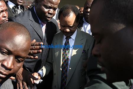 Dr Chiluba being led out of the Lusaka magistrate court after his acquittal