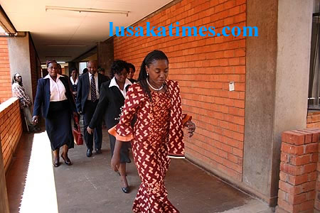First Lady Thandiwe Banda arrives at the University Teaching Hospital to donate wheel chairs