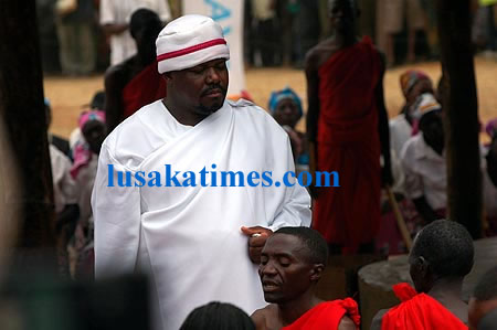 Paramount chief Gawa Undi during the Kulamba traditional ceremony in Katete