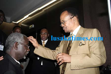 Dr Chiluba blessing Chief Chipepo during the launch of Chief Chipepo's NGO in Lusaka