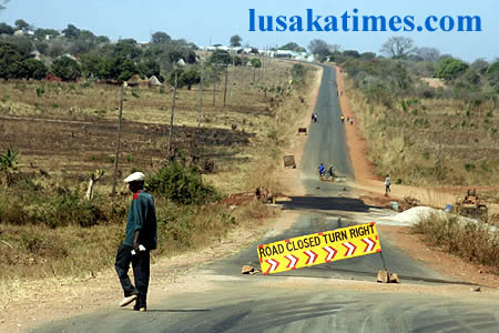 Road works along the Great East Road have are up beat such as this stretch near Nyimba