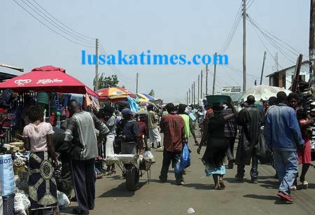 Some residents of Lusaka at the busy Soweto market in Lusaka