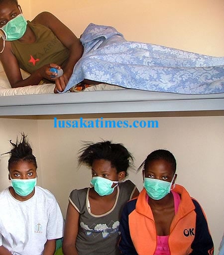 Some of the pupils who have been quarantined for suspected swine flu in Ndola
