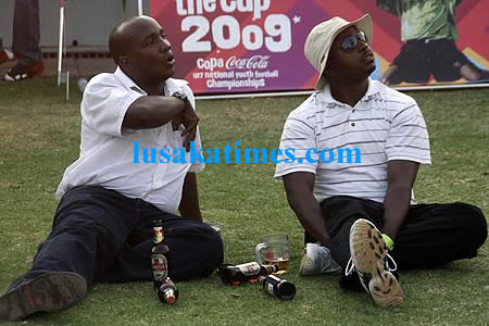 A couple of firends during the Zambian Breweries Group beer festival in Lusaka