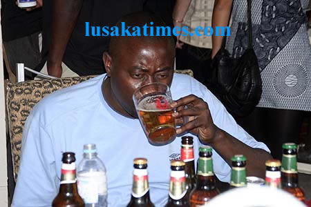Down down the beer goes.