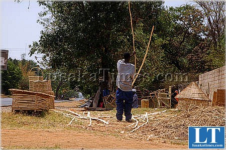 A craftsman making garden chairs at near at a makeshift store in Kabulonga area of Lusaka