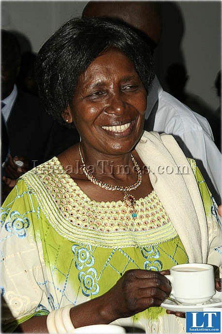 Former Nalolo MP Inonge Wina captuired having tea at Mulungushi international conference centre in Lusaka