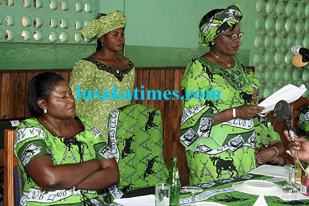 Vice president George Kunda's wife Ireen addressing soldiers' spouses during a fundraising event in Lusaka