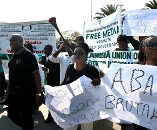 Journalists during a protest  in Lusaka recently