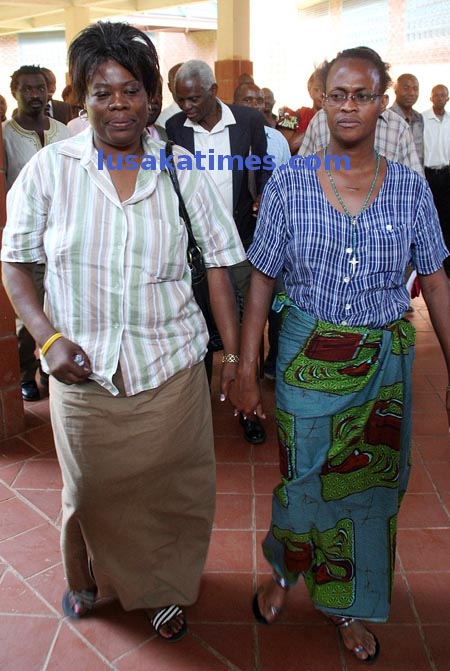 Mandevu Member of Parliament Jean Kapata and her Munali counterpart Mumbi Phiri leave the Lusaka magistrate court