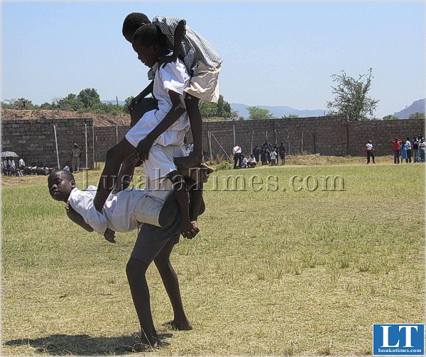 Young acrobatics in Maamba Township in Sinazongwe district