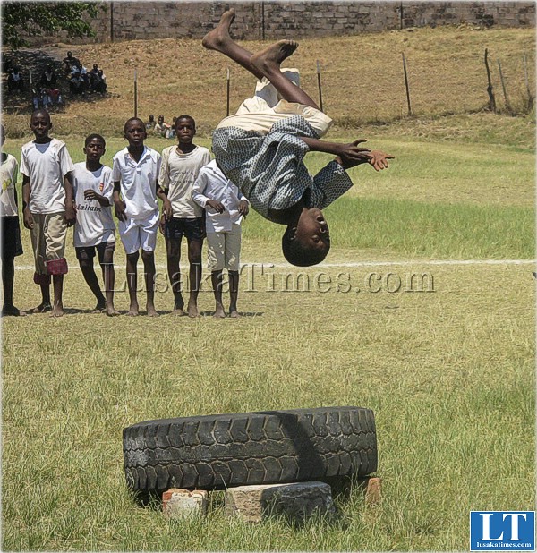 Young acrobatics in Maamba Township in Sinazongwe district
