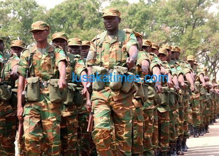 Left right left right...Zambia soldiers at a parade before they left for a peace keeping mission in war torn Sudan. This was in Lusaka