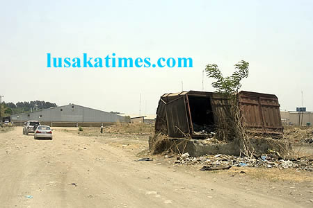 A disused garbage bin behind Arcades shooping centre in Lusaka